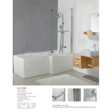 Chinoise, acrylique, solide, surface, blanc, salle de bain, L, forme, bains de douche
